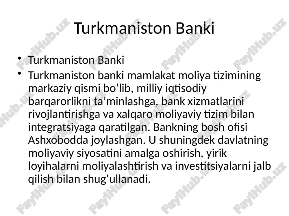 turkmaniston banki — PPTX