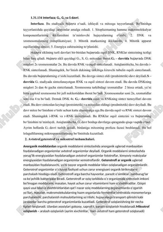 hujayra sikli davrlari — DOCX