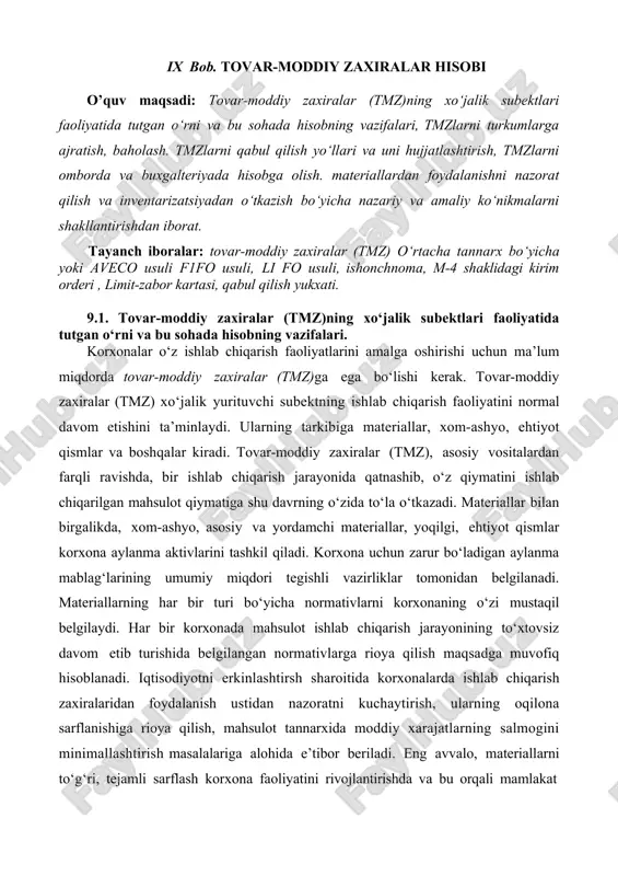 tovar-moddiy zaxiralar hisobi — DOCX
