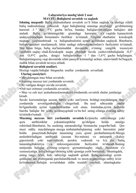 baliqlarni sovutish va saqlash — DOCX