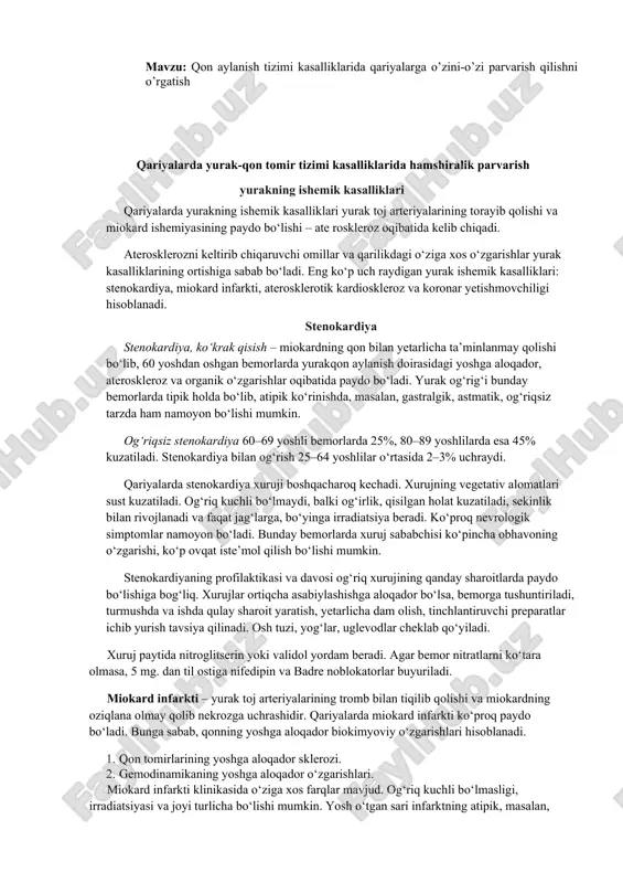 qon aylanish tizimi kasalliklari — DOCX