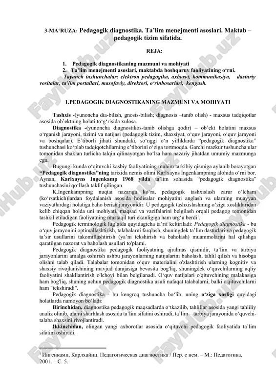 pedagogik diagnostika — DOCX