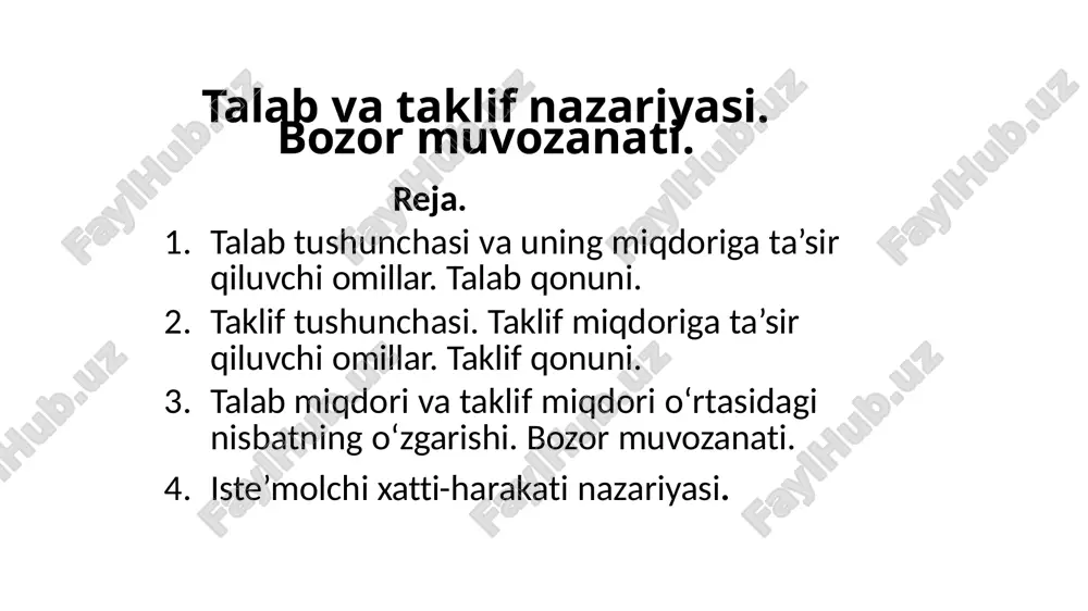 talab va taklif nazariyasi — PPTX