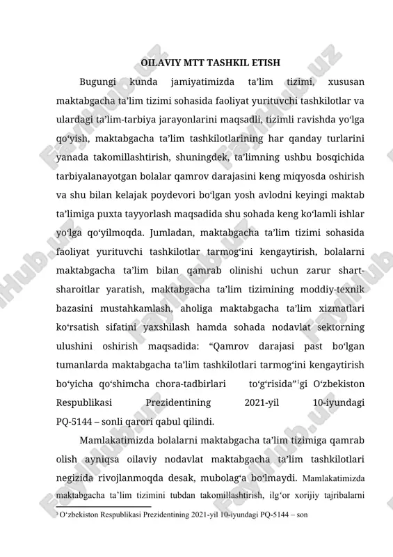 oilaviy mtt tashkil etish — DOCX