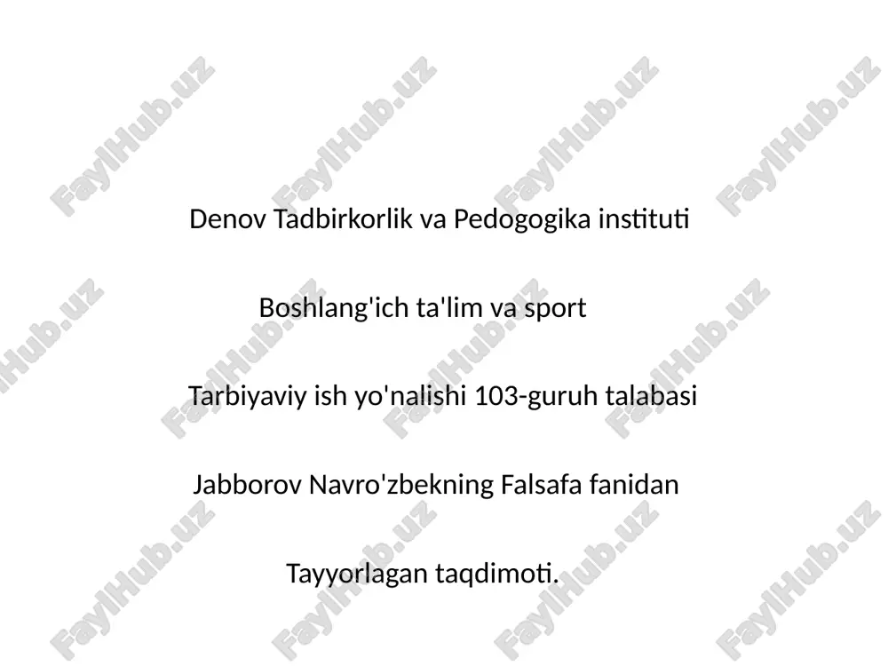 falsafa fanidan tayyorlangan taqdimot — PPTX