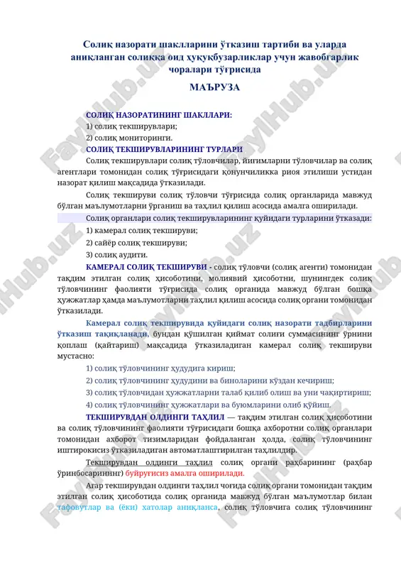 soliq tekshiruvlari — DOCX
