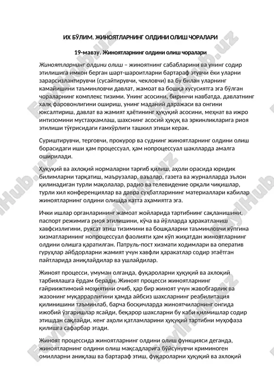 jinoyatlarning oldini olish choralari — DOCX
