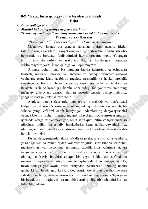 inson qalbiga yo’l tarbiyasi — DOCX
