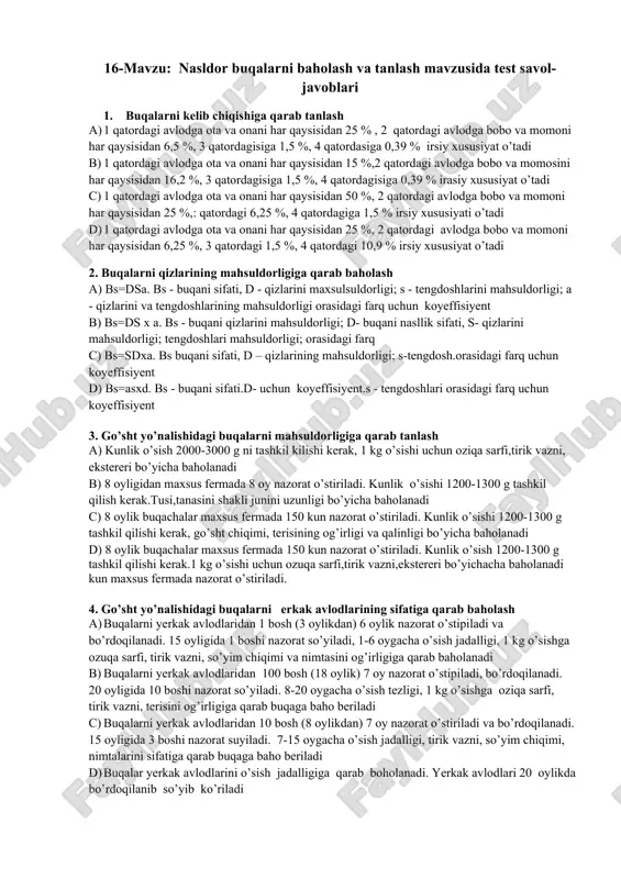 buqalarni baholash va tanlash — DOCX