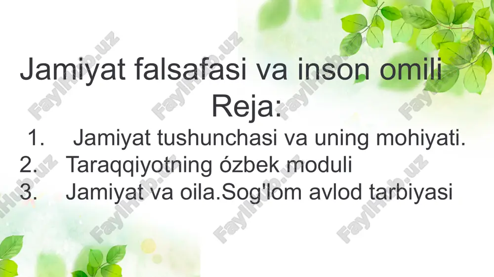 jamiyat falsafasi va inson oliy — PPTX