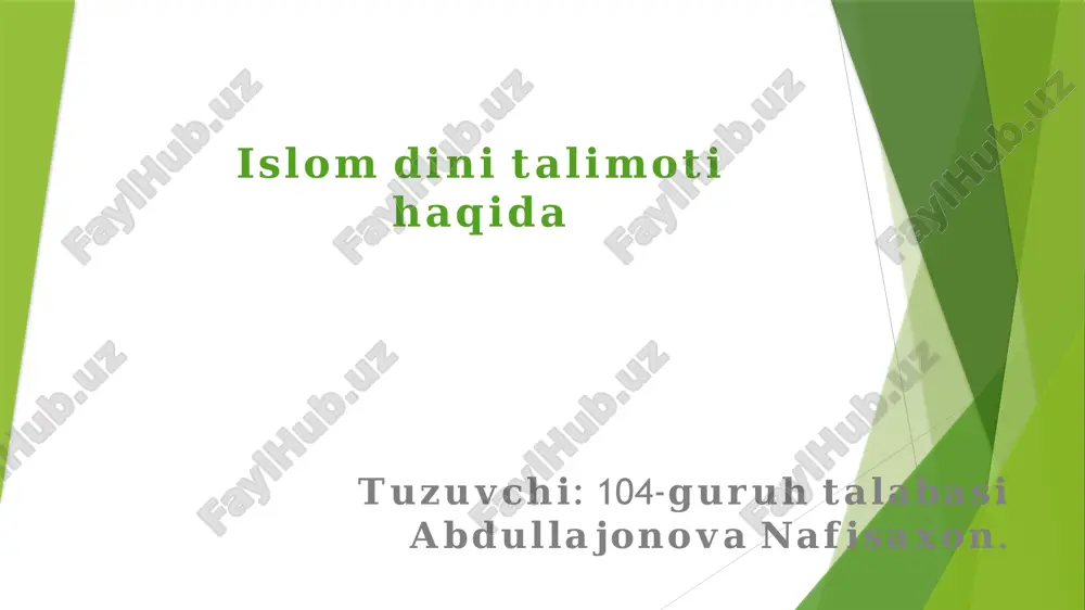 isloom dini talimoti haqida — PPTX