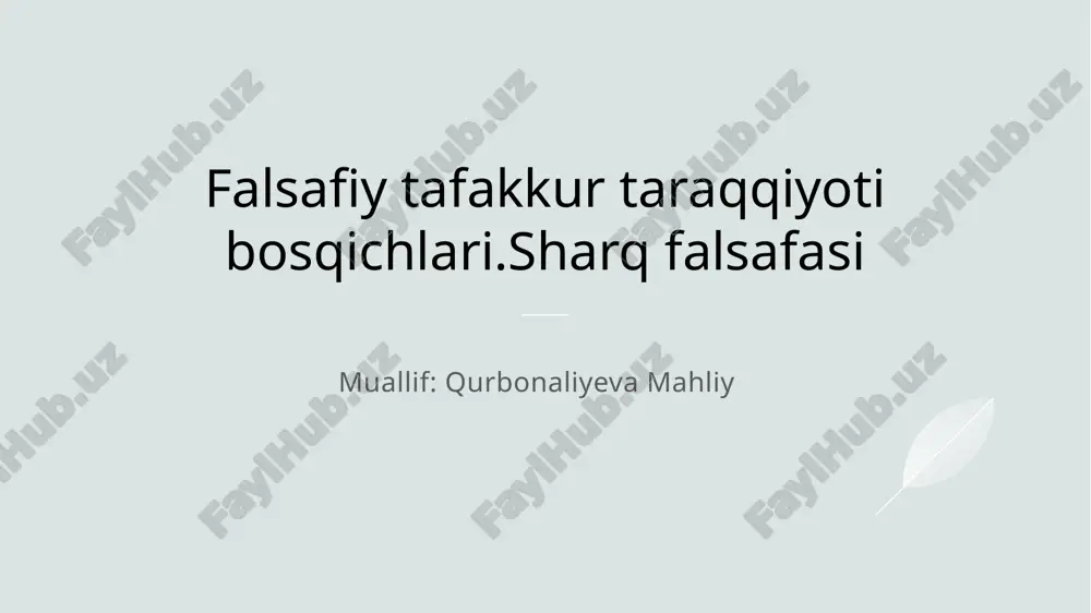 sharq falsafasi — PPTX