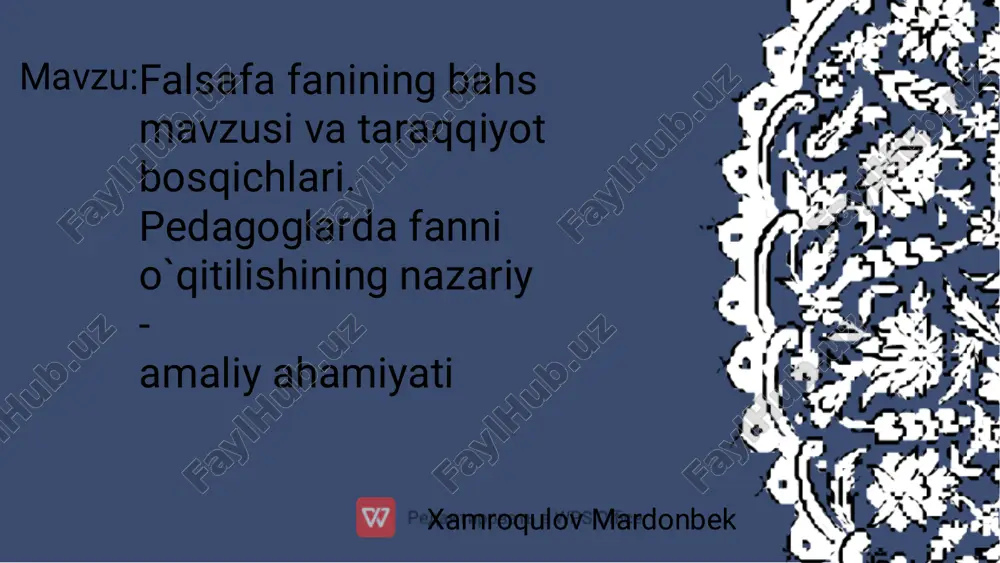 falsafa fanining bahs — PDF