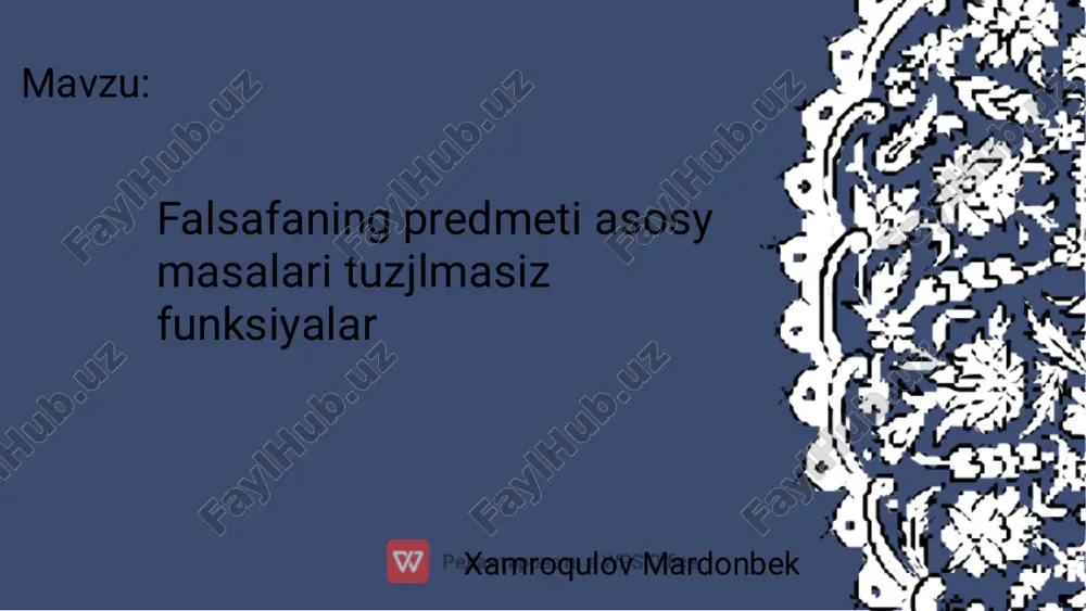falsafa fanining predmeti asosy masalari — PDF