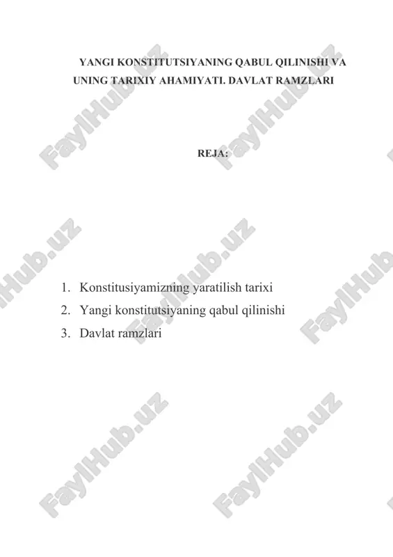yangi konstitutsiyaning qabul qilinishi va uning tarixiy ahamiyati — DOCX