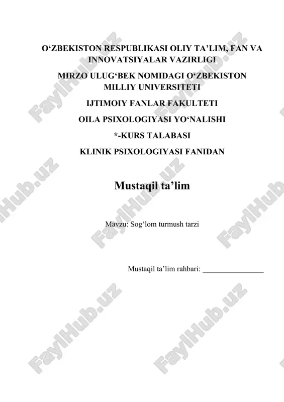 sog‘lom turmush tarzi — DOCX