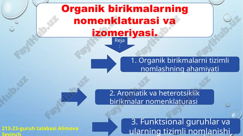 organik birikmalar nomenklaturasining izomeriyasi — PPTX