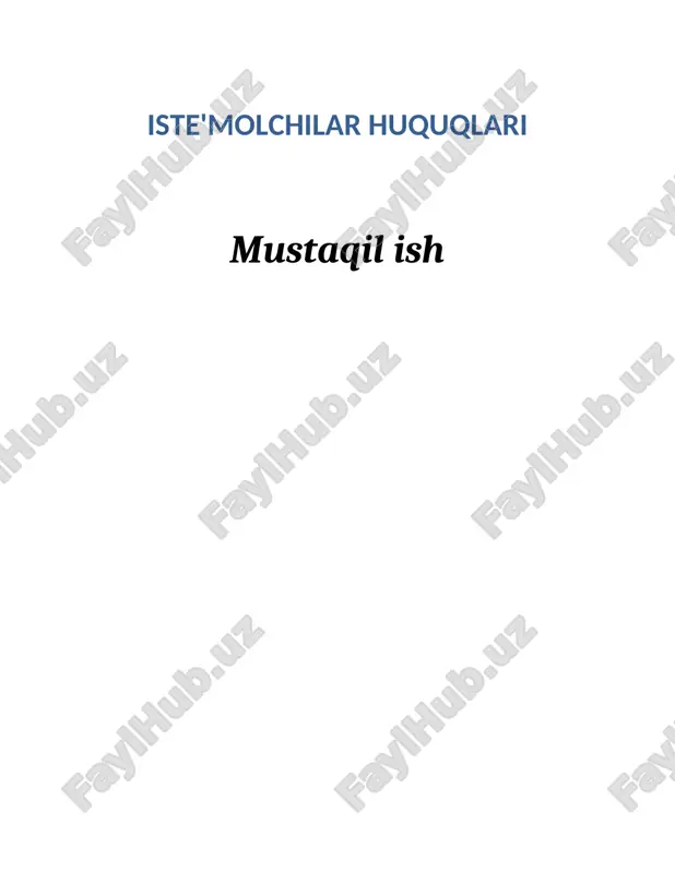 iste'molchilar huquqlari: (esse) (kazus) — DOCX