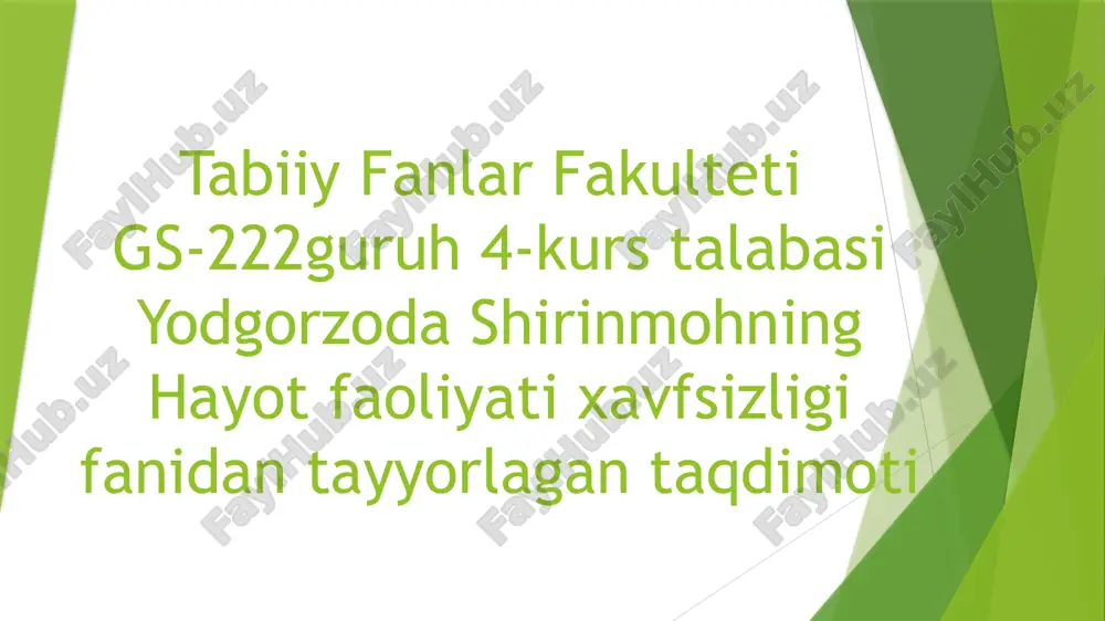 hayot faoliyati xavfsizligi — PPTX
