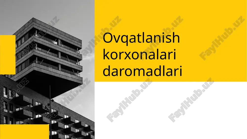 ovqatlanish korxonalari daromadlari — PPTX