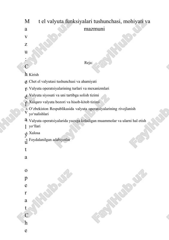 chet el valyuta operatsiyalari — DOCX