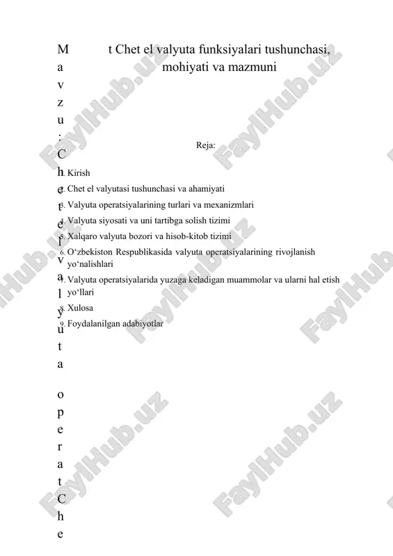 chet el valyuta operatsiyalari — DOCX