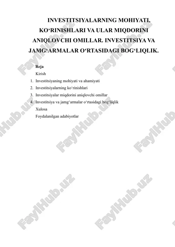 investitsiyalar — DOCX