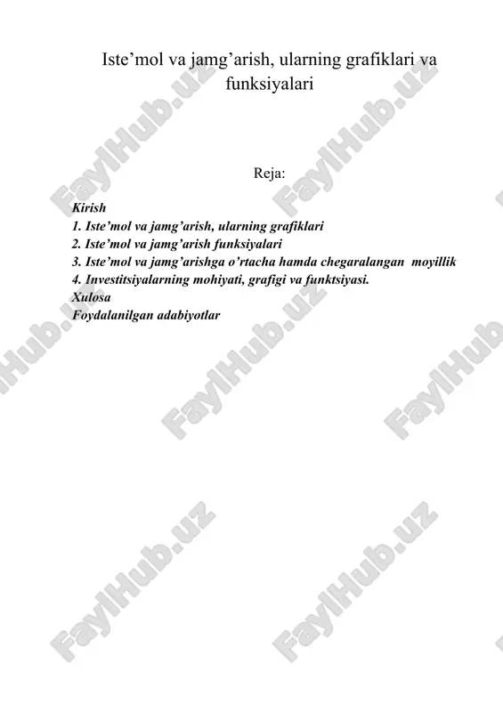 iste’mol va jamg’arish, ularning grafiklari va funksiyalari — DOC