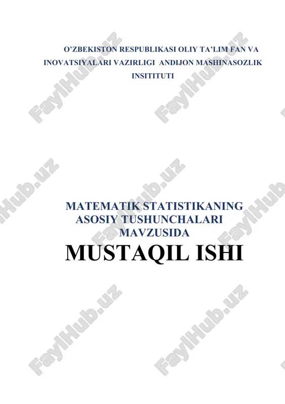 matematik statistikaning asosiy tushunchalari — DOC