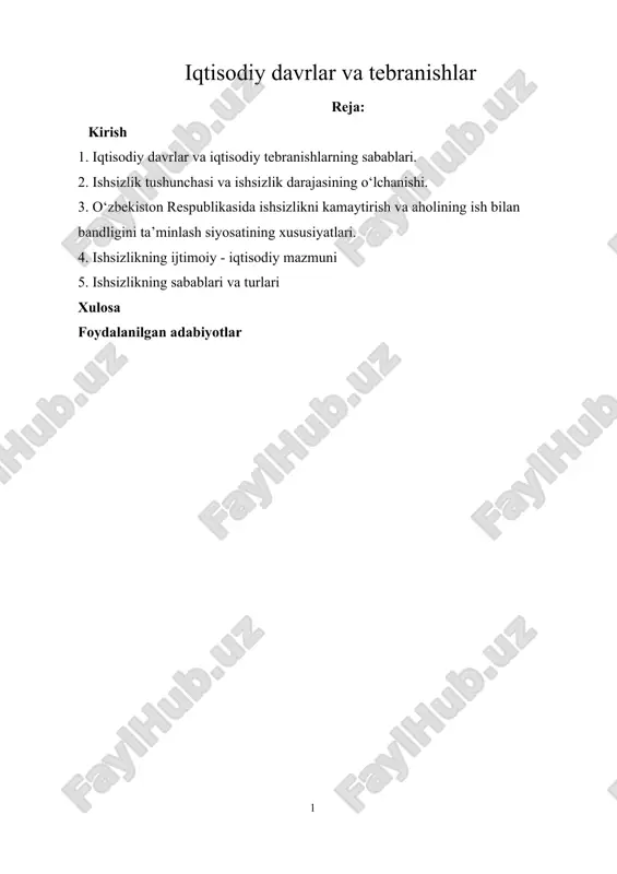 iqtisodiy davrlar va tebranishlar — DOCX