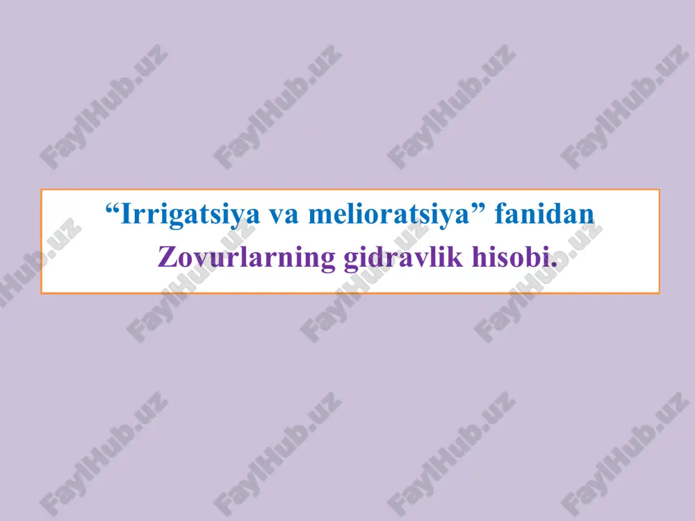 qishloqxoʼjaligi gidrotexnika melioratsiyasi — PPTX