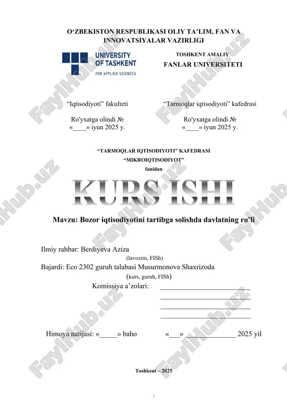 mikroiktisodiyot kurs ishi — DOCX