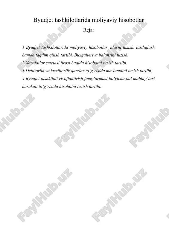 byudjet tashkilotlarida moliyaviy hisobotlar — DOCX