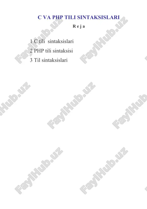 c va php tili sintaksislari — DOC