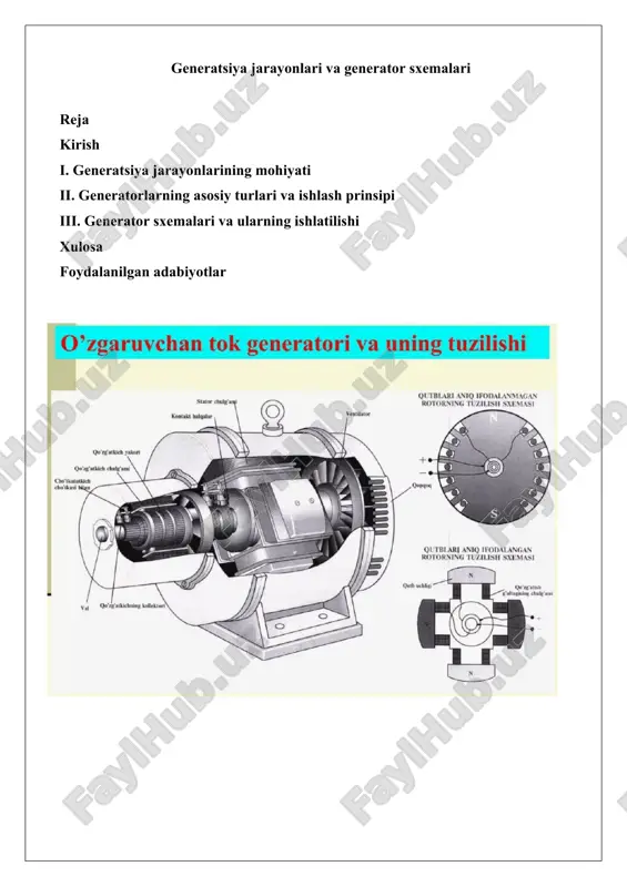 generatsiya jarayonlari va generator sxemalari — DOCX