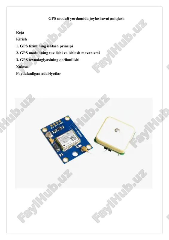 gps moduli yordamida joylashuvni aniqlash — DOCX