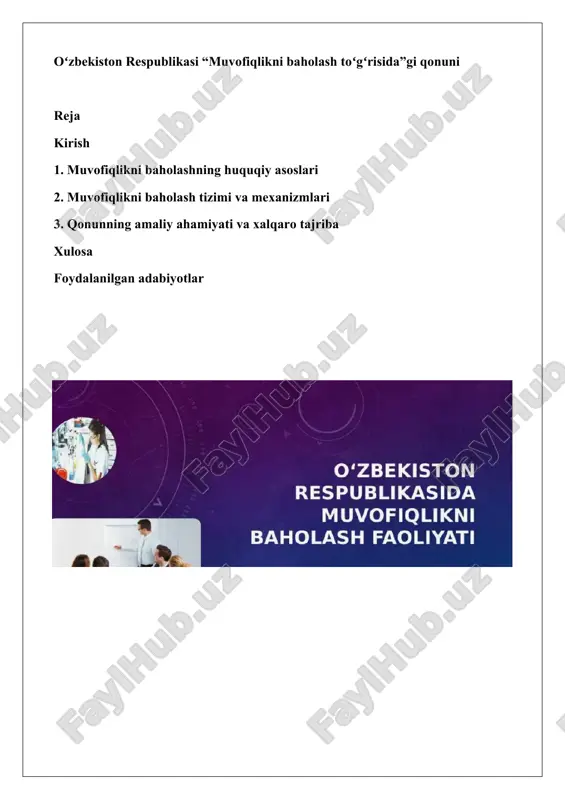 muvofiqlikni baholash toʻgʻrisida — DOCX