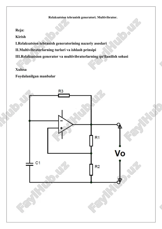 relaksatsion tebranish generatori. multivibrator — DOCX