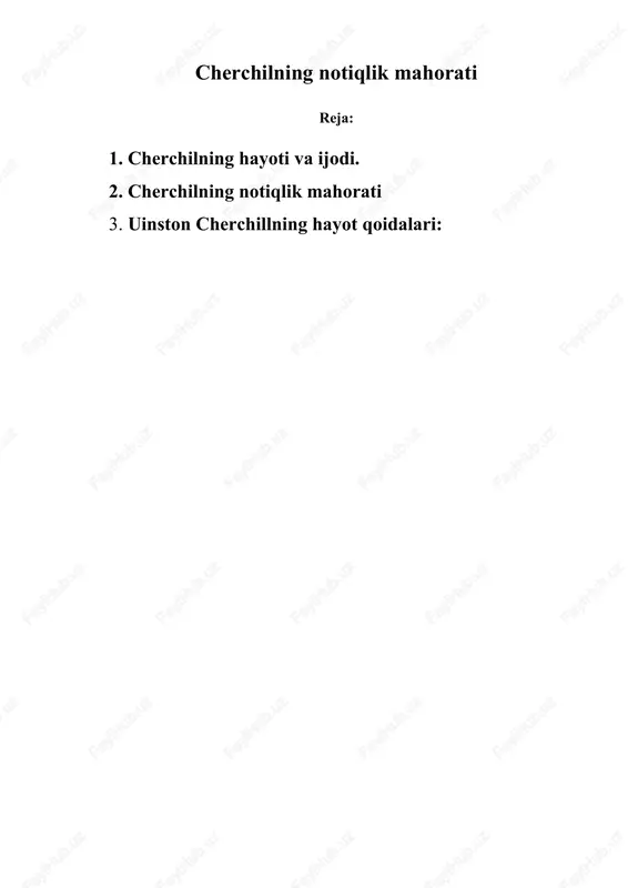 cherchilning notiqlik mahorati — DOCX