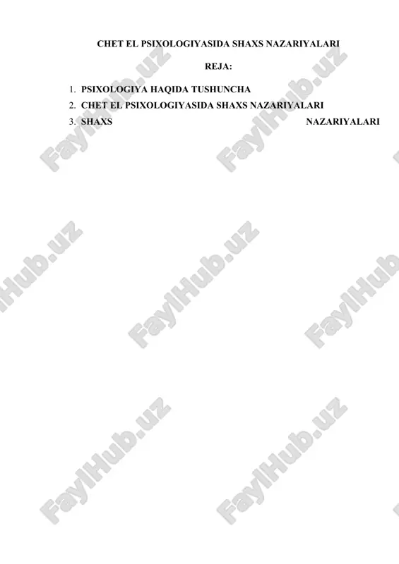chet el psixologiyasida shaxs nazariyalari — DOCX
