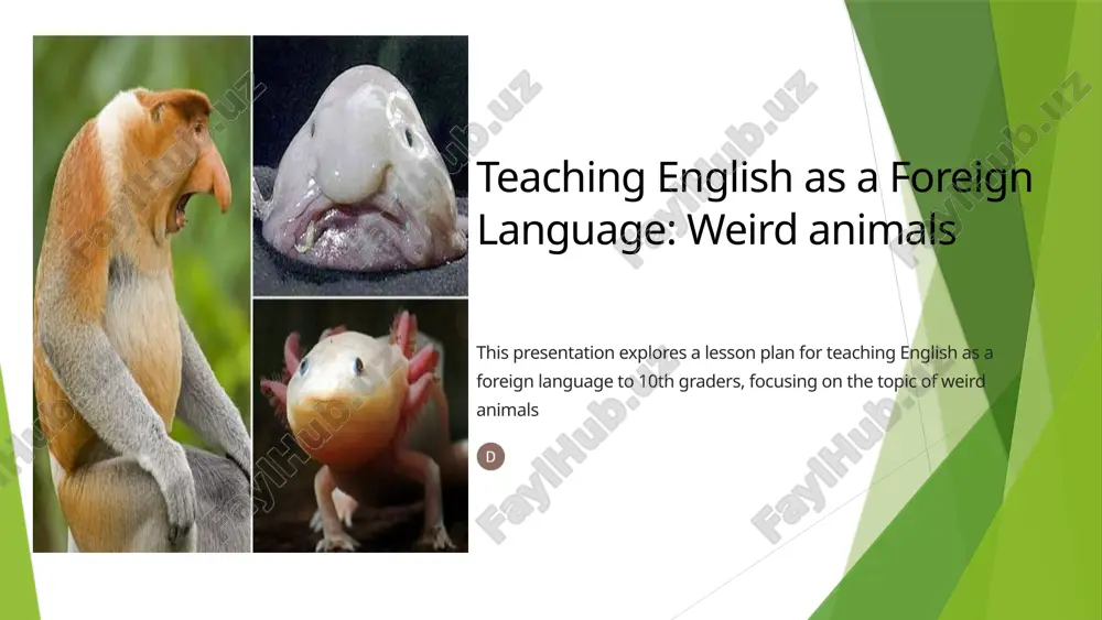 teaching english as a foreign language: weird animals — PPTX