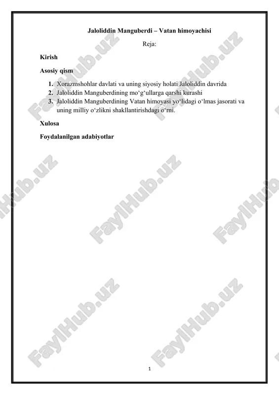 jaloliddin manguberdi – vatan himoyachisi — DOCX