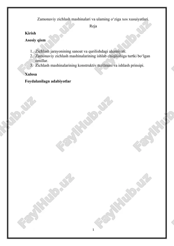 zamonaviy zichlash mashinalari va ulaming o‘ziga xos xusuiyatlari — DOCX