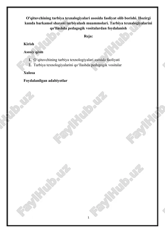 tarbiya texnologiyalari — DOCX