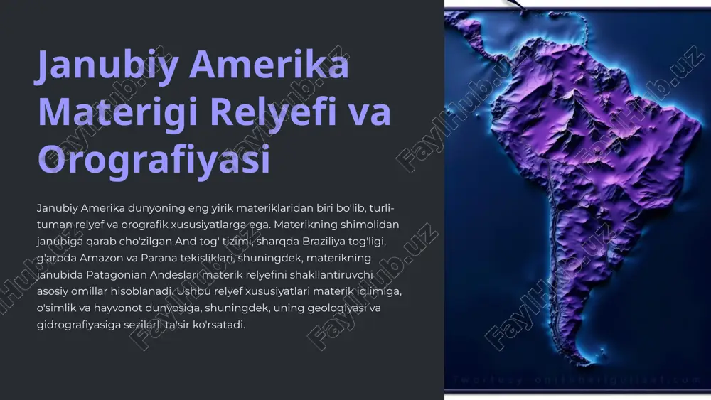 janubiy amerika materigi relyefi va orografiyasi — PPTX