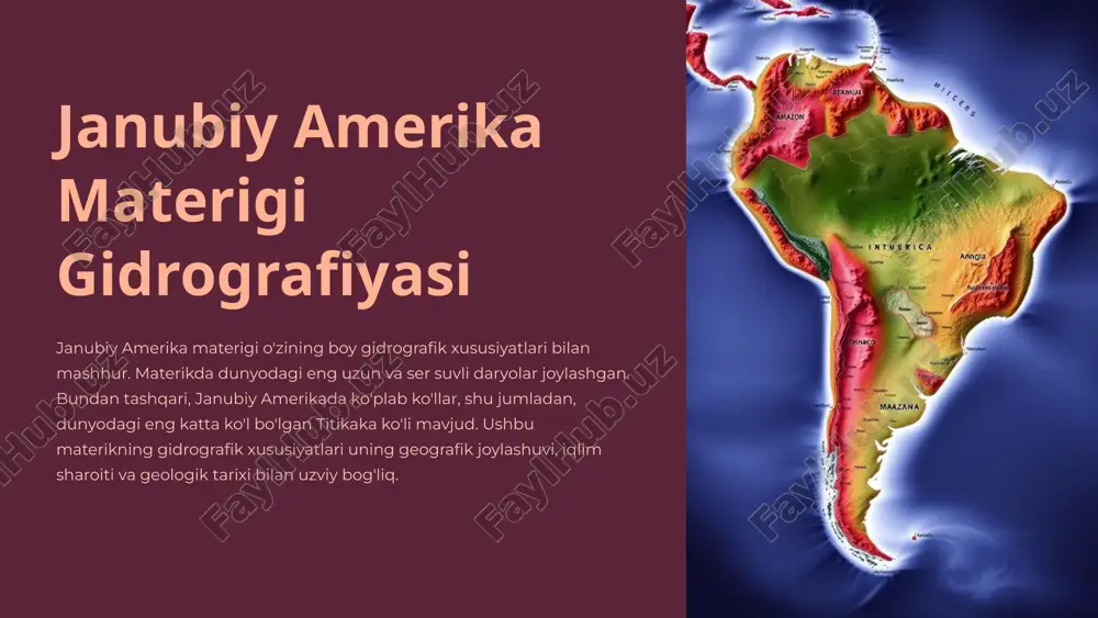 janubiy amerika materigi gidrografiyasi — PPTX