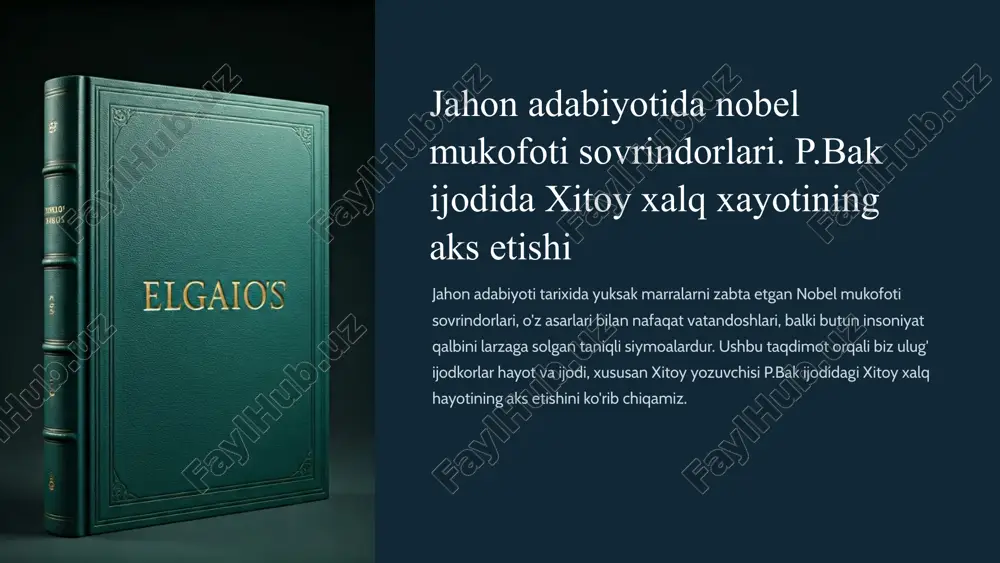 xitoy xalq hayotini aks ettiruvchi nobel sovrindorlari — PPTX