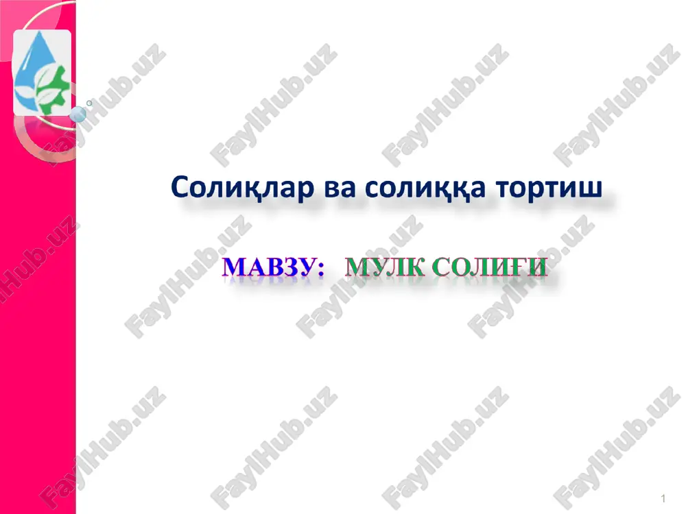 mulk solig'i — PPT