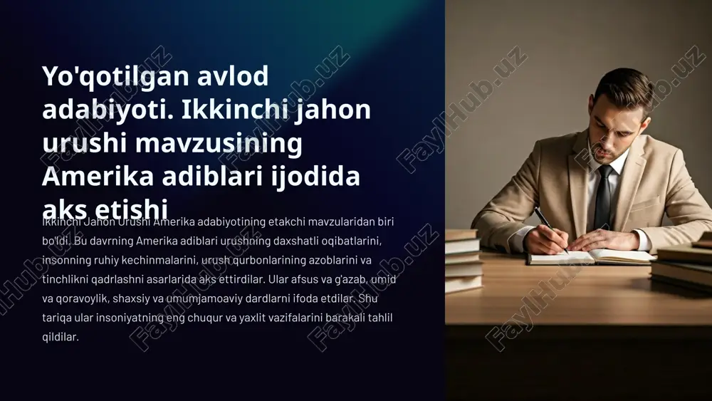 yo'qotilgan avlod adabiyoti — PPTX