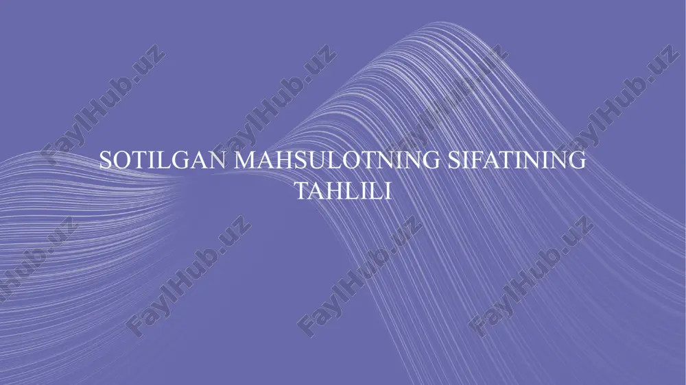 mahsulotsifatining tahlili — PPTX
